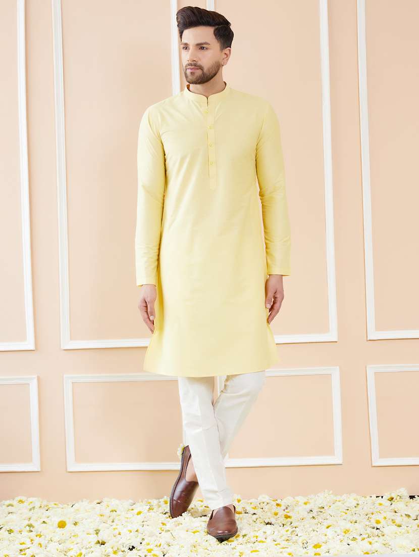 men solid mandarin neck long kurta - 22392147 -  Standard Image - 2