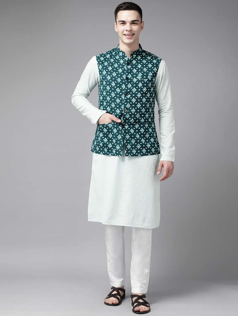 men printed sleeveless nehru jacket - 22392171 -  Standard Image - 2