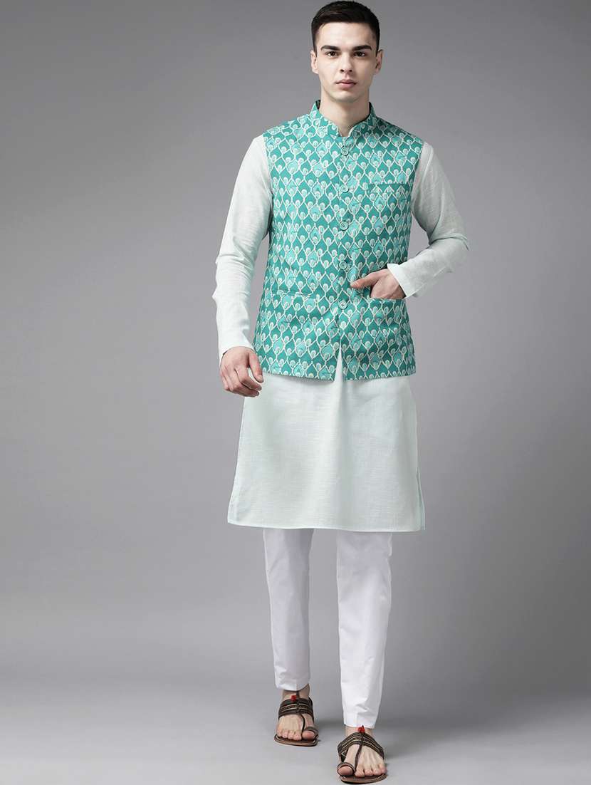 men printed sleeveless nehru jacket - 22392173 -  Standard Image - 2