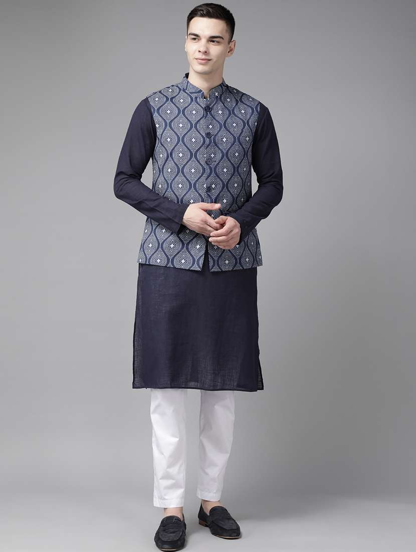 men printed sleeveless nehru jacket - 22392176 -  Standard Image - 2