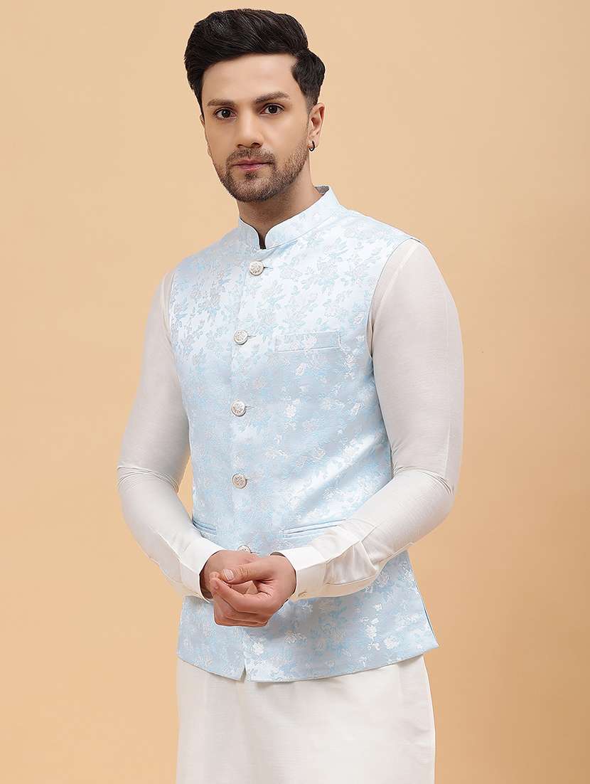 men printed sleeveless nehru jacket - 22392186 -  Standard Image - 2