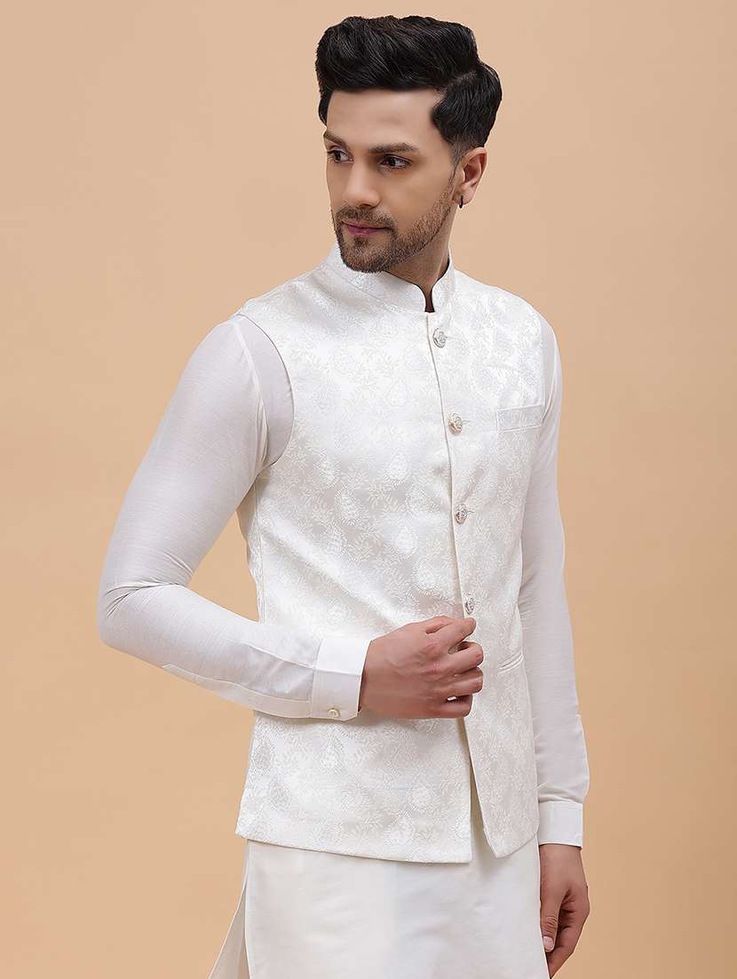 men self design sleeveless nehru jacket - 22392196 -  Standard Image - 2