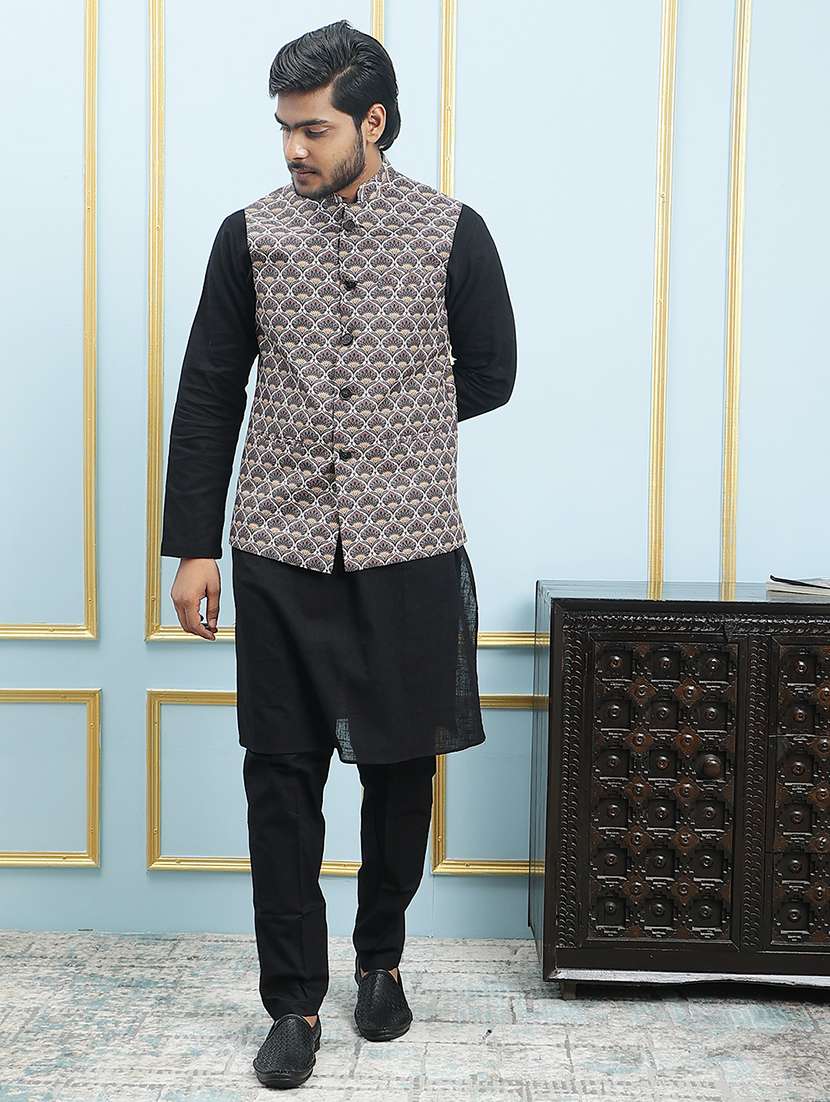 men printed sleeveless nehru jacket - 22392199 -  Standard Image - 2