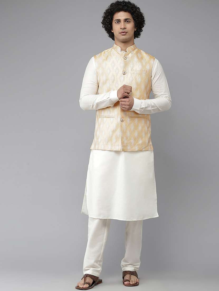 men self design mandarin neck nehru jacket - 22392275 -  Standard Image - 2