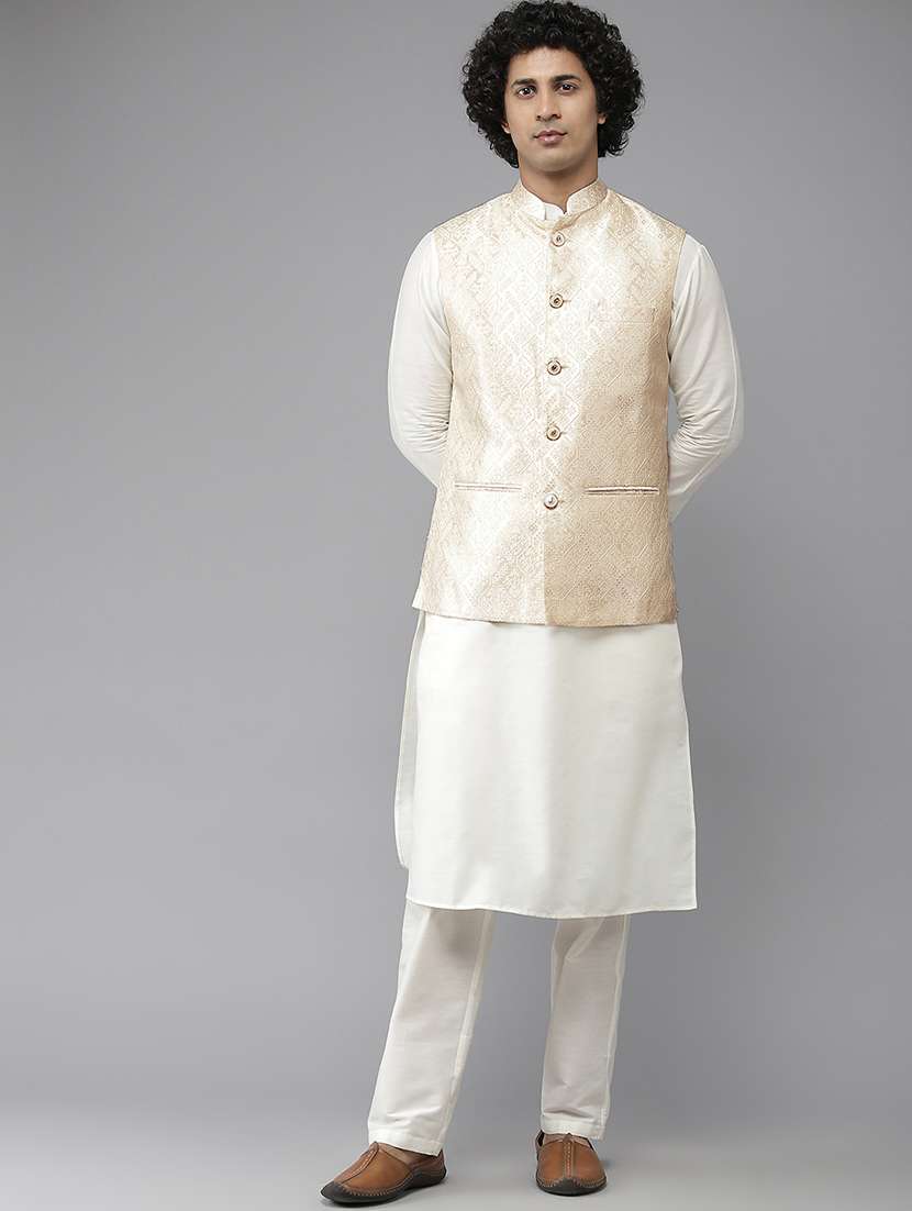 men self design mandarin neck nehru jacket - 22392283 -  Standard Image - 2