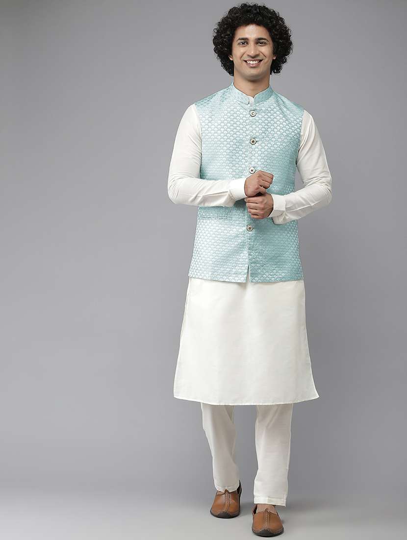 men self design mandarin neck nehru jacket - 22392286 -  Standard Image - 2