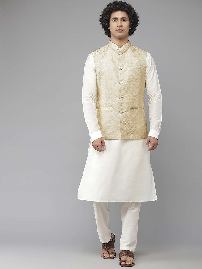 men self design mandarin neck nehru jacket - 22392296 -  Standard Image - 2