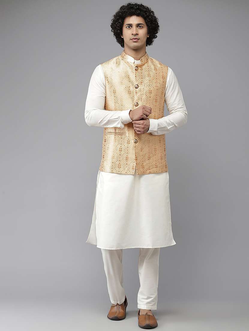 men self design mandarin neck nehru jacket - 22392303 -  Standard Image - 2