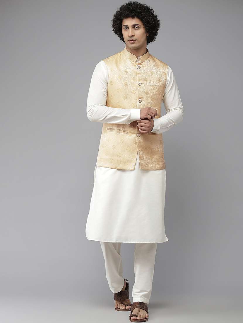 men self design mandarin neck nehru jacket - 22392306 -  Standard Image - 2