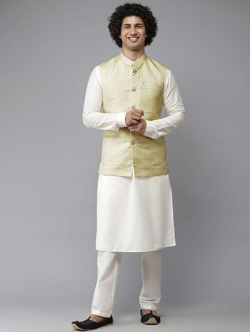 men self design mandarin neck nehru jacket - 22392309 -  Standard Image - 2
