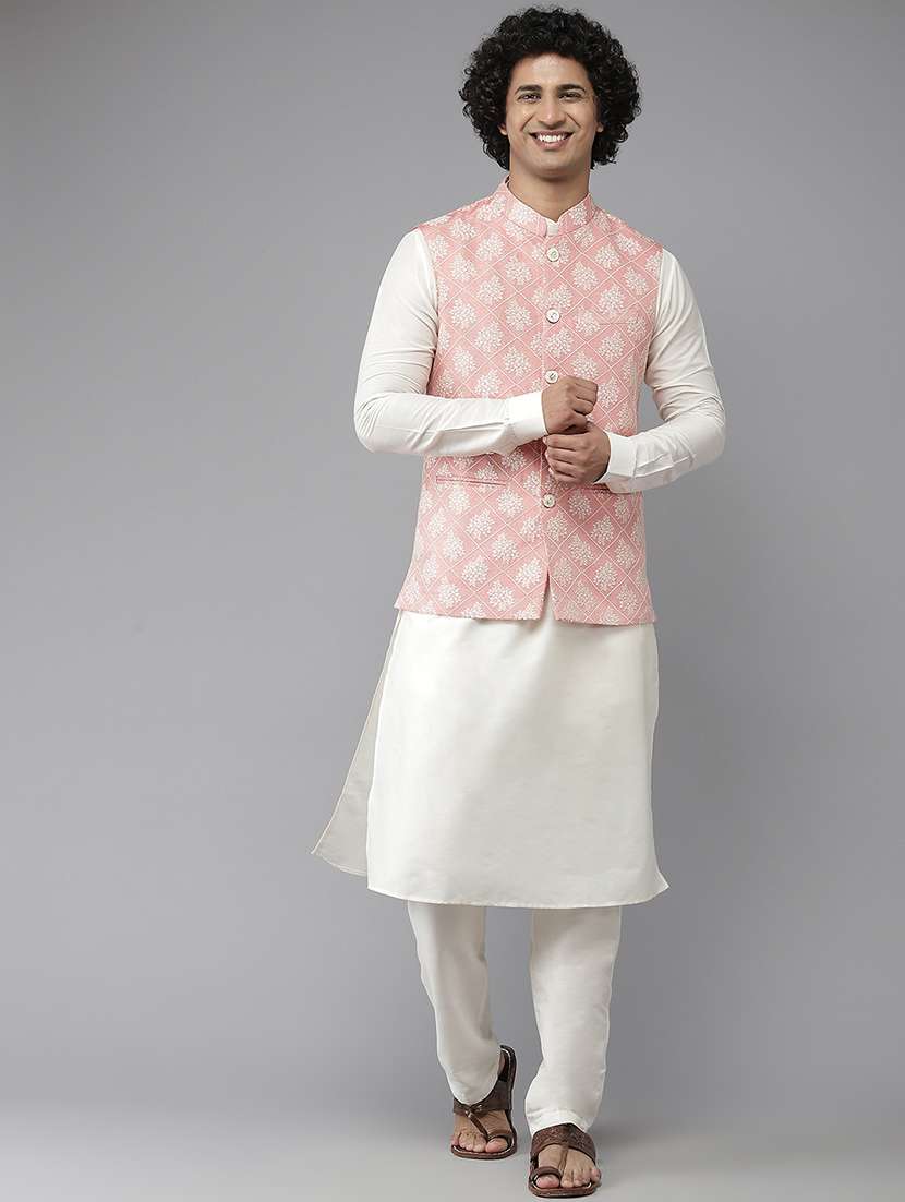 men self design mandarin neck nehru jacket - 22392311 -  Standard Image - 2
