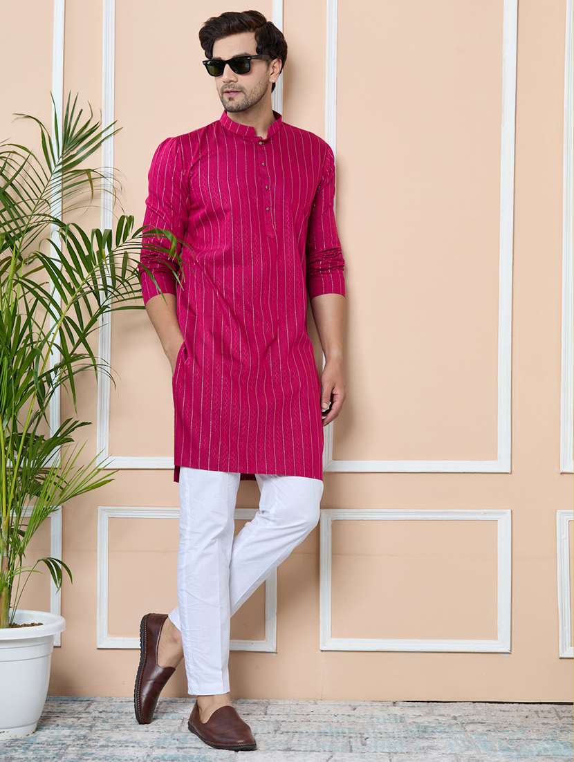 men mandarin neck long sleeve kurta - 22392331 -  Standard Image - 2