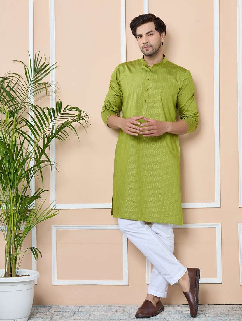 men mandarin neck long sleeve kurta - 22392335 -  Standard Image - 2