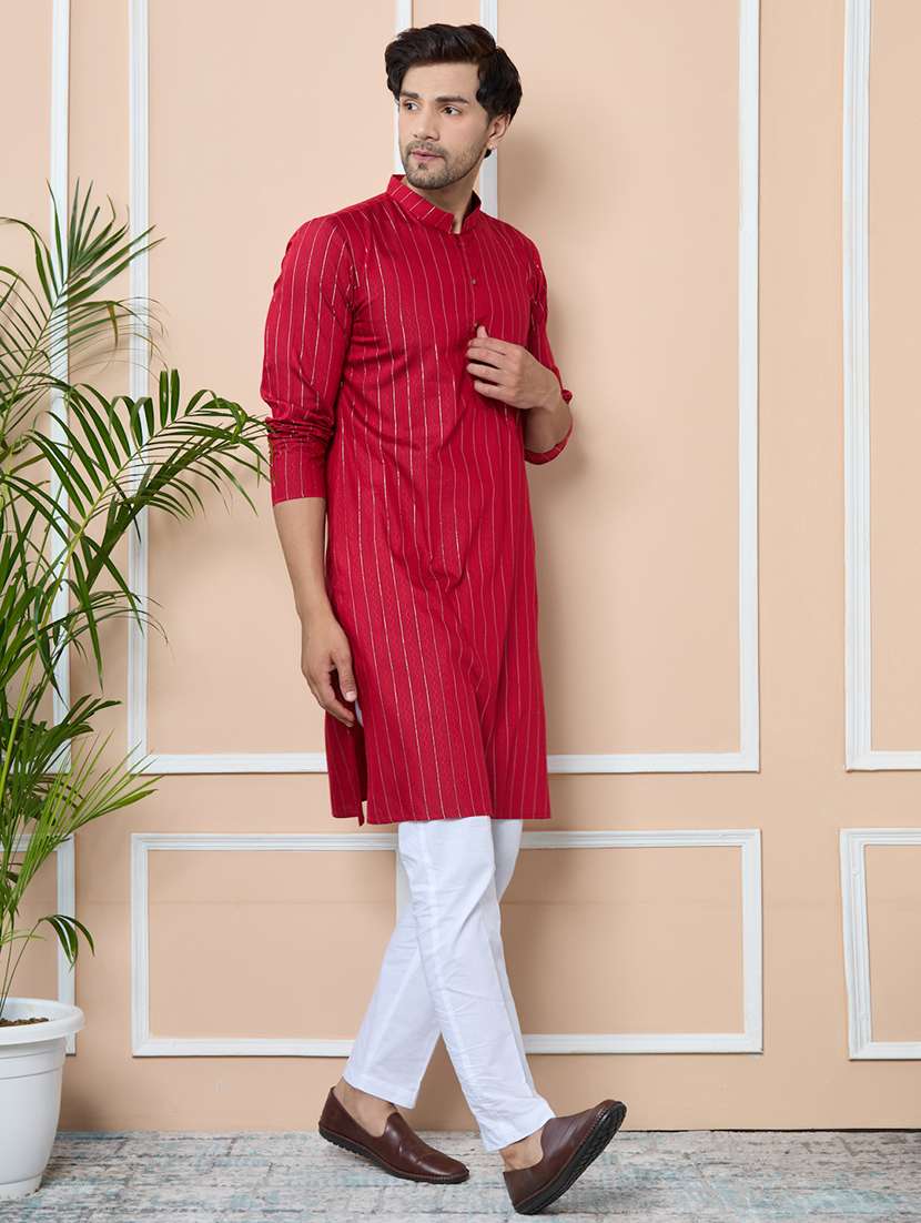 men mandarin neck long sleeve kurta - 22392346 -  Standard Image - 2