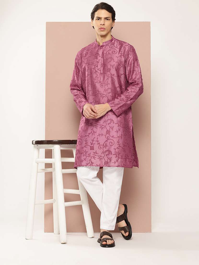 men mandarin neck long sleeve kurta - 22392376 -  Standard Image - 2