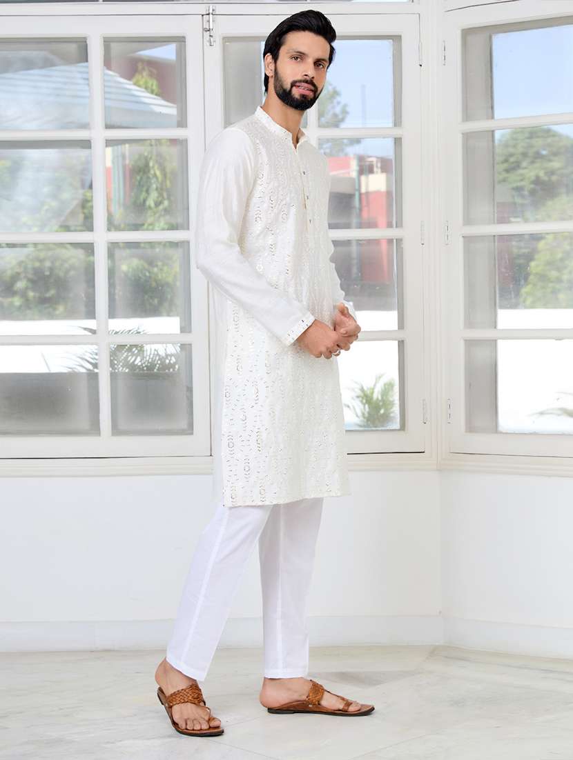 men mandarin neck long sleeve kurta - 22392406 -  Standard Image - 2