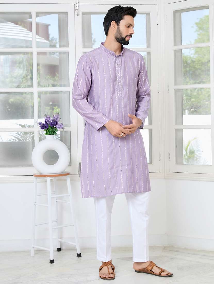 men mandarin neck long sleeve kurta - 22392407 -  Standard Image - 2