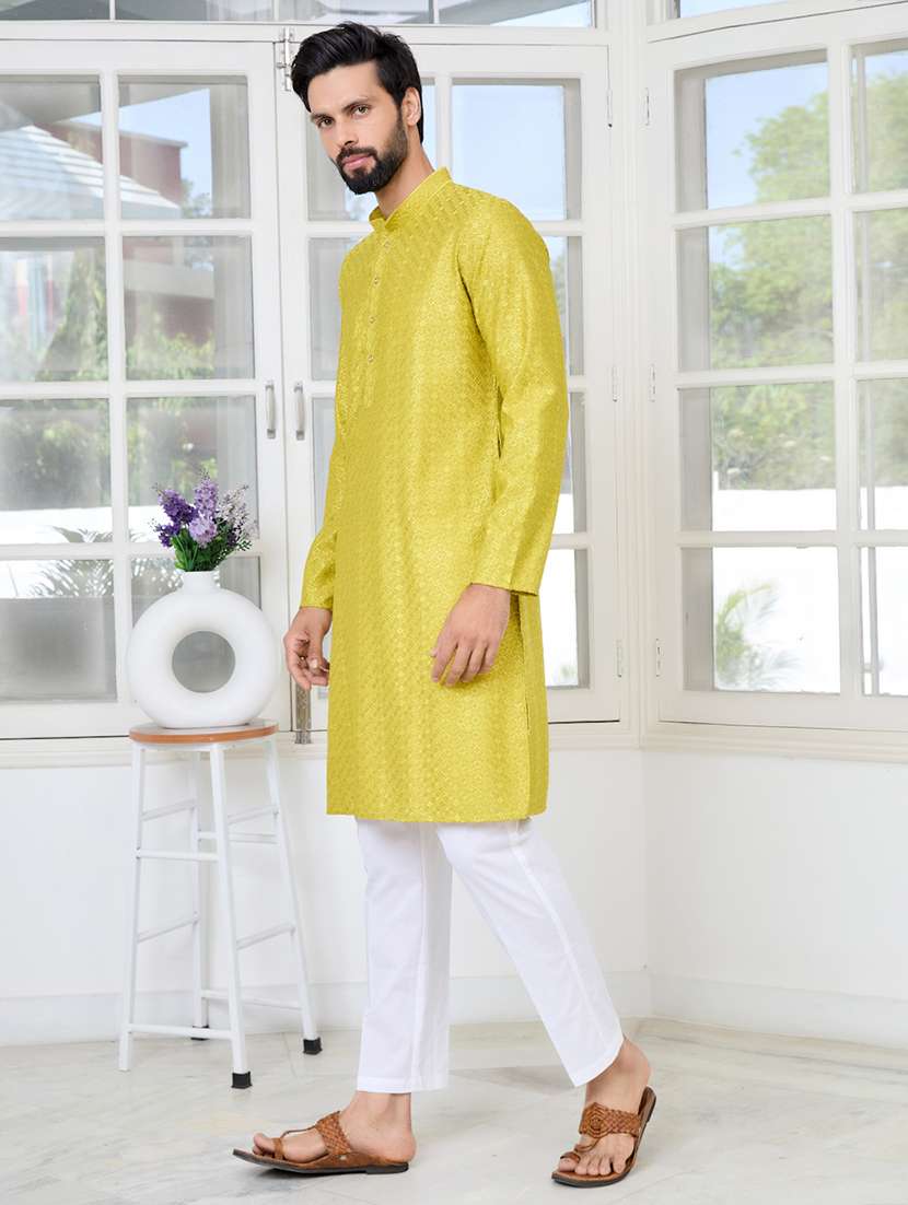 men mandarin neck long sleeve kurta - 22392410 -  Standard Image - 2