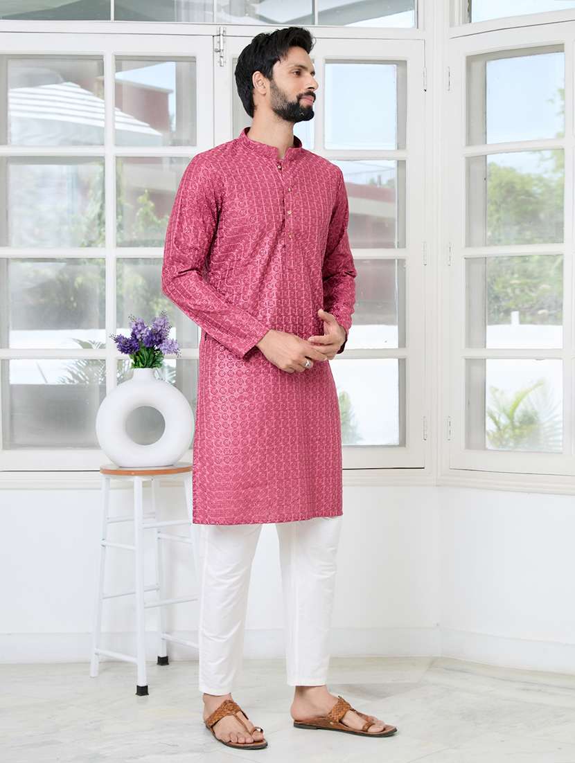 men mandarin neck long sleeve kurta - 22392411 -  Standard Image - 2