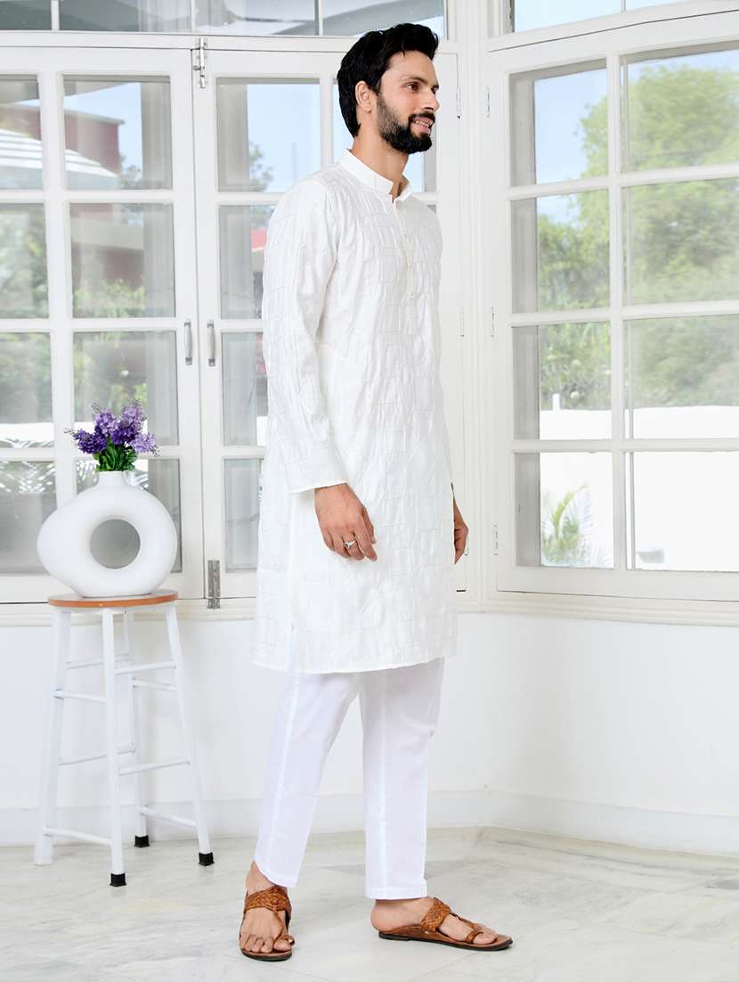 men mandarin neck long sleeve kurta - 22392414 -  Standard Image - 2