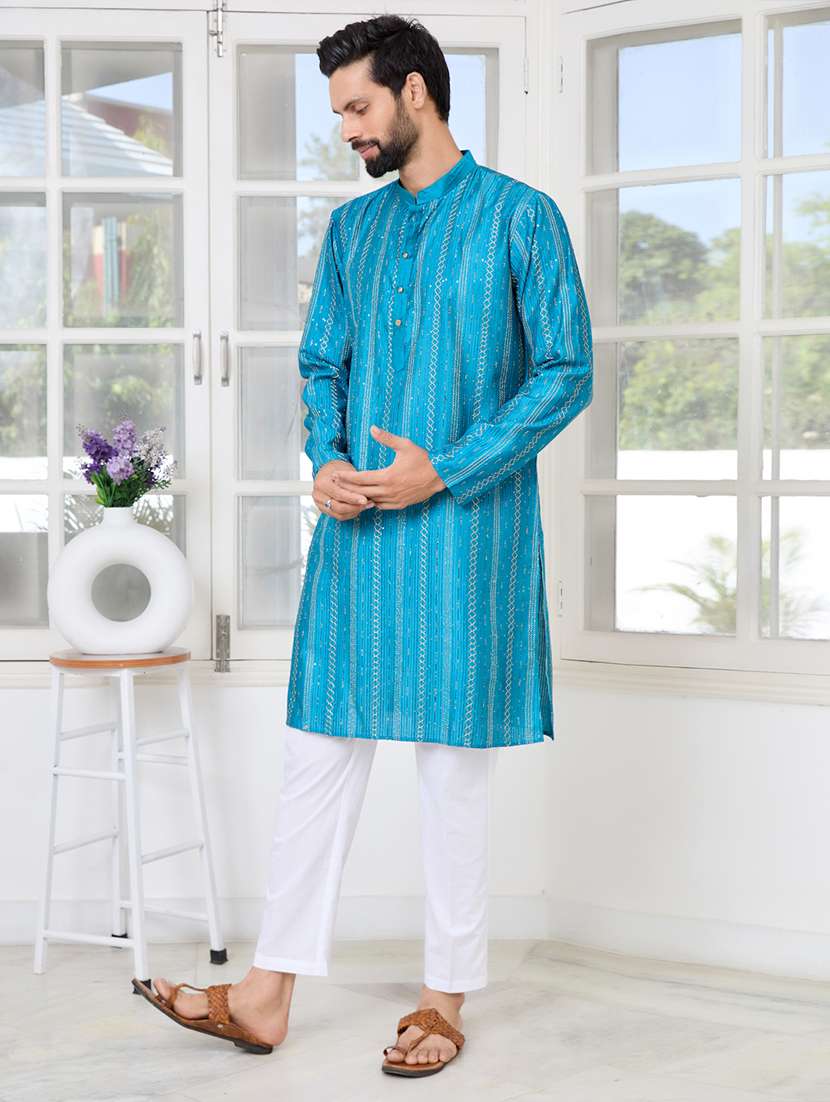 men mandarin neck long sleeve kurta - 22392416 -  Standard Image - 2