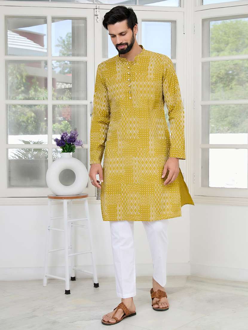 men mandarin neck long sleeve kurta - 22392419 -  Standard Image - 2