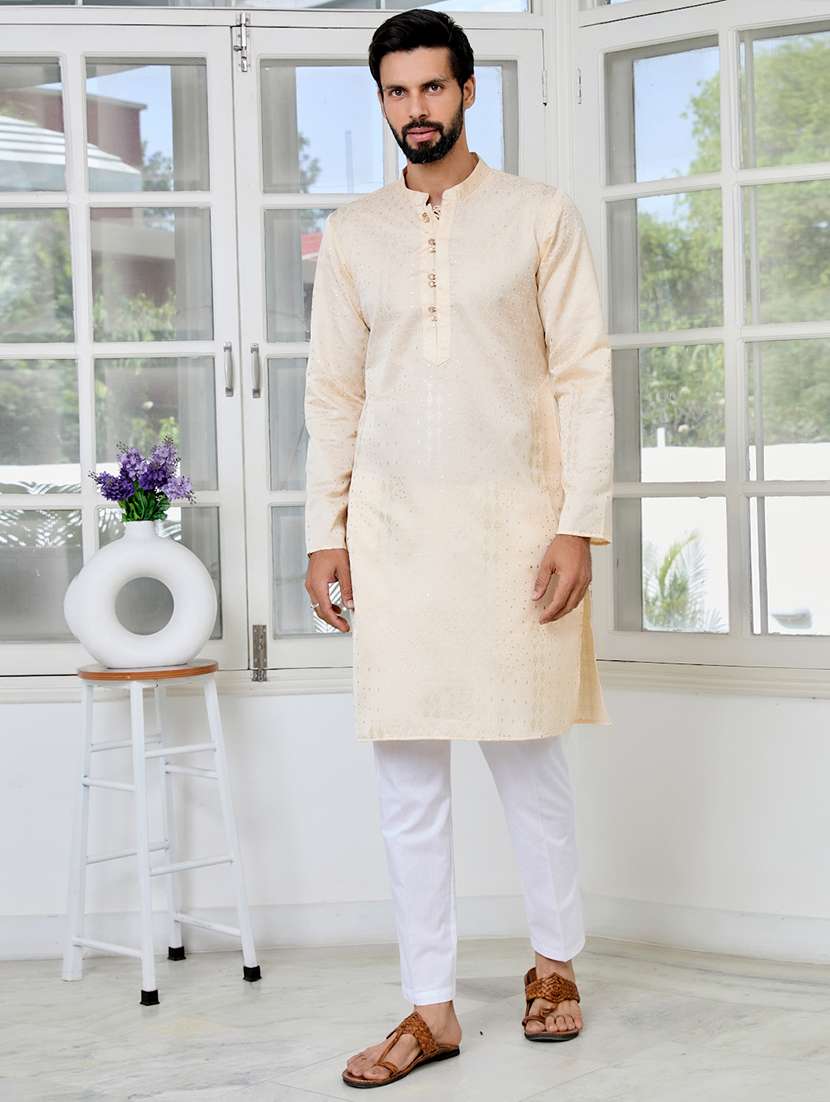 men mandarin neck long sleeve kurta - 22392420 -  Standard Image - 2