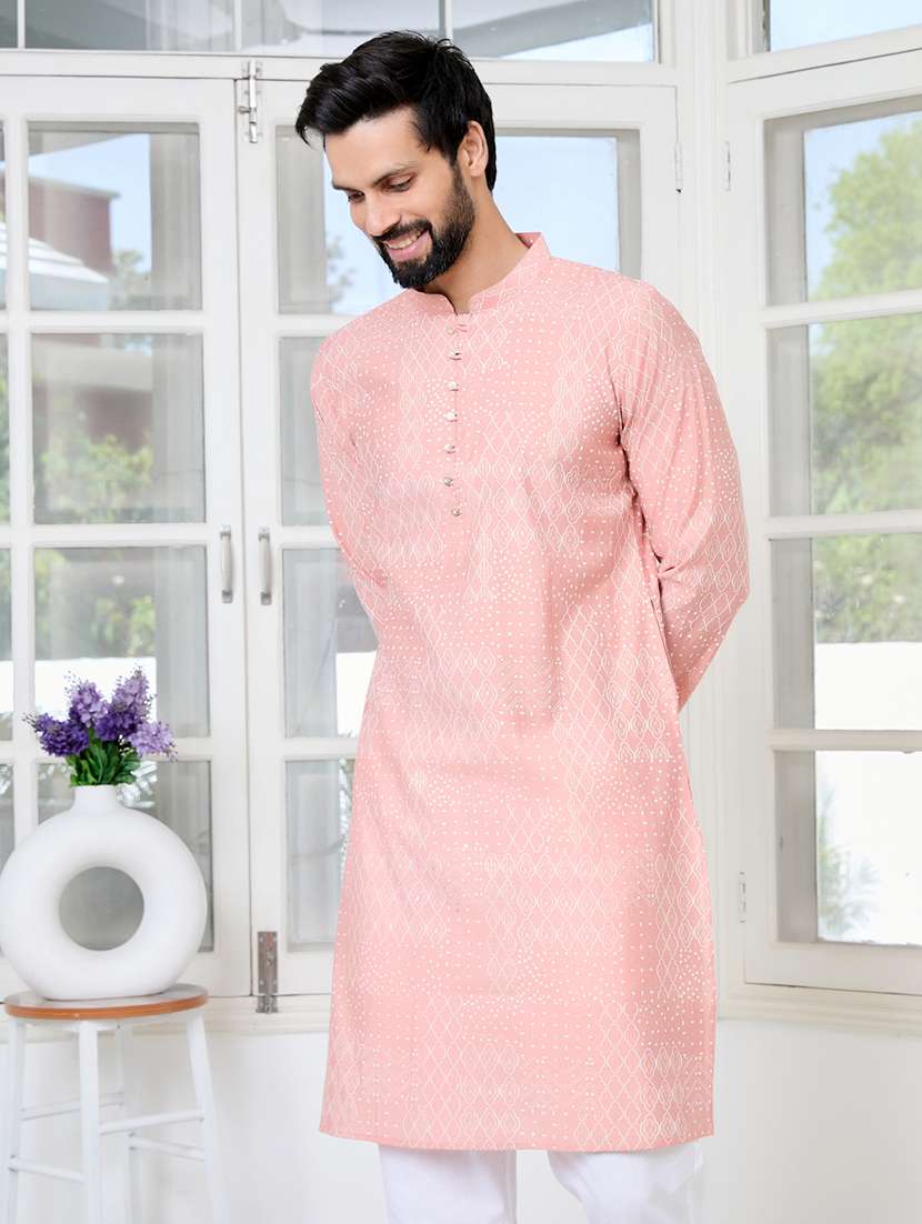 men mandarin neck long sleeve kurta
