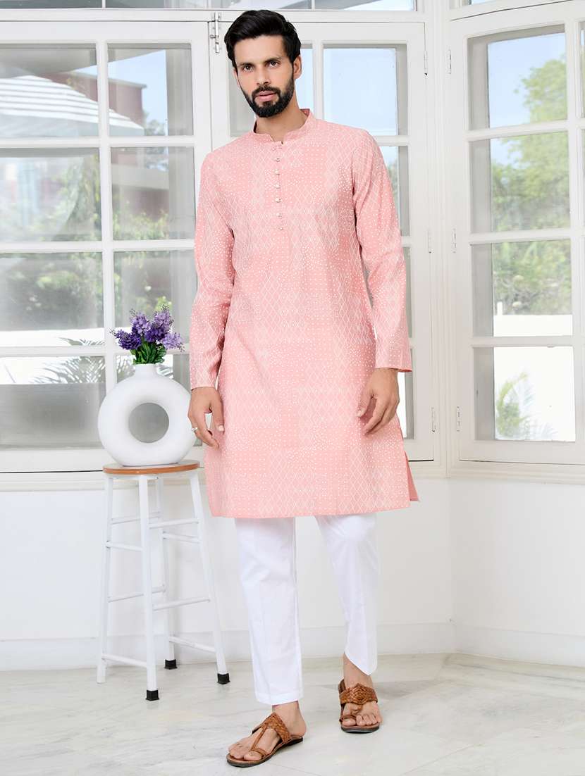 men mandarin neck long sleeve kurta - 22392423 -  Standard Image - 2