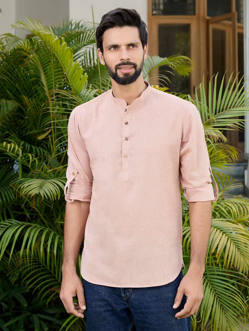 men mandarin neck long sleeve short kurta - 22392470 -  Standard Image - 2