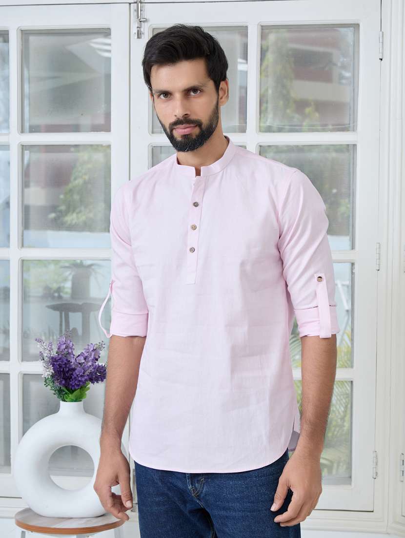 men mandarin neck long sleeve short kurta - 22392483 -  Standard Image - 2