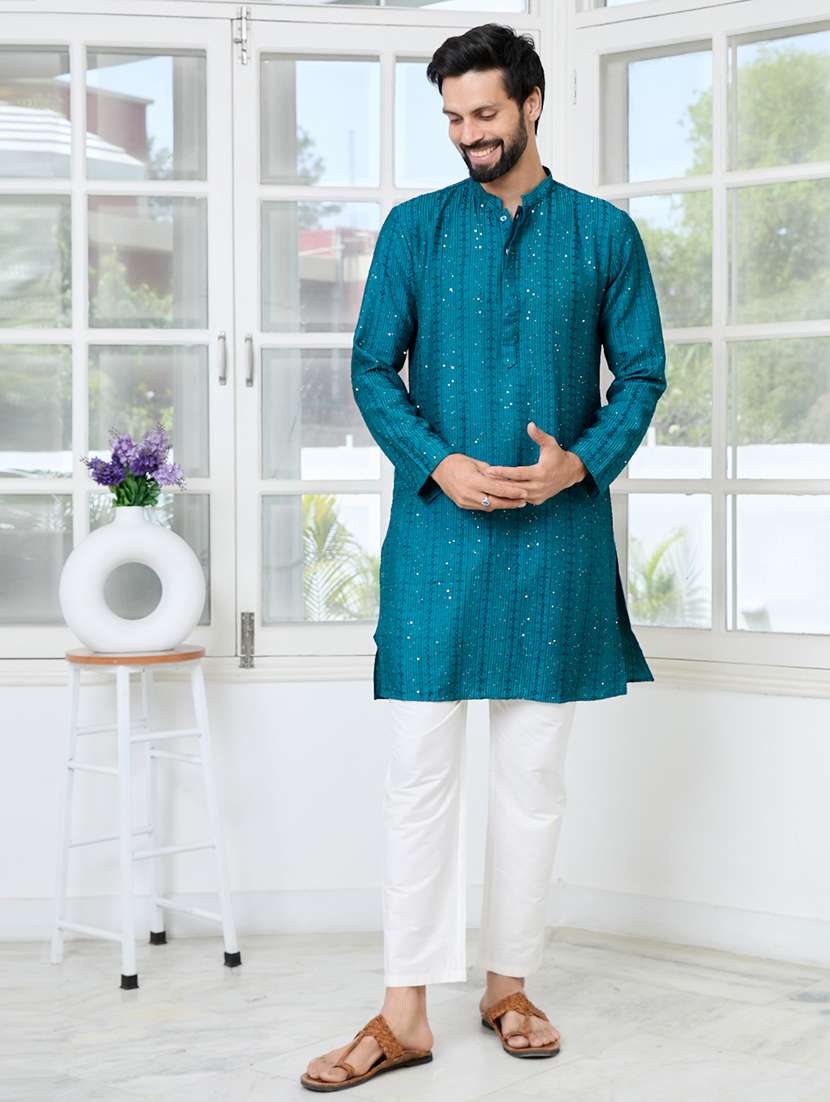 men mandarin neck long sleeve short kurta - 22392490 -  Standard Image - 2