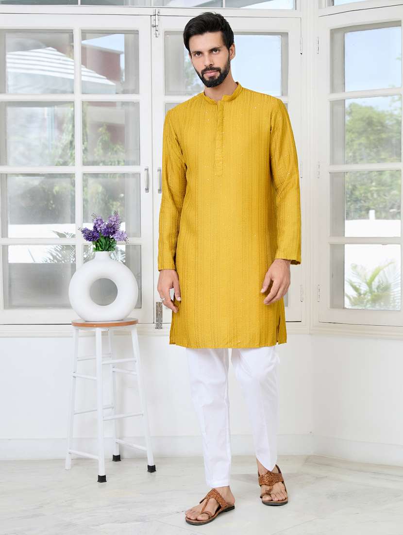 men mandarin neck long sleeve short kurta - 22392494 -  Standard Image - 2