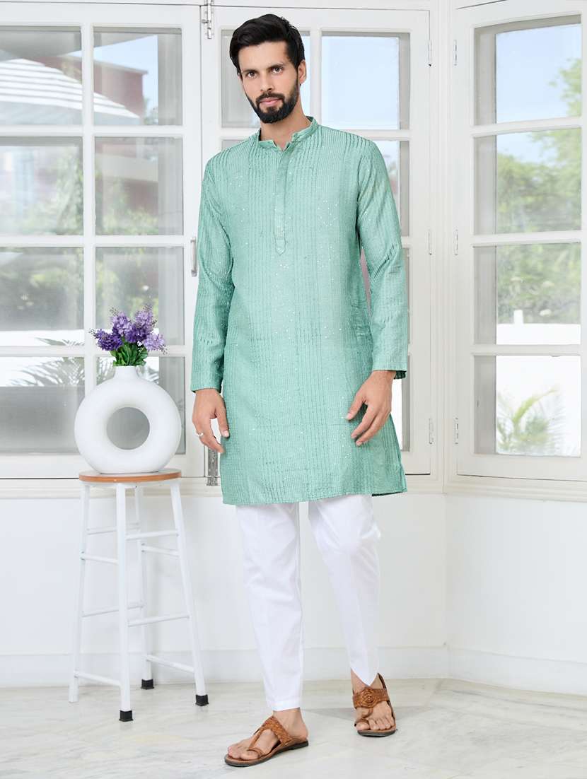 men mandarin neck long sleeve short kurta - 22392495 -  Standard Image - 2