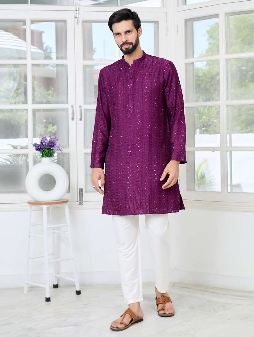 men mandarin neck long sleeve short kurta - 22392496 -  Standard Image - 2