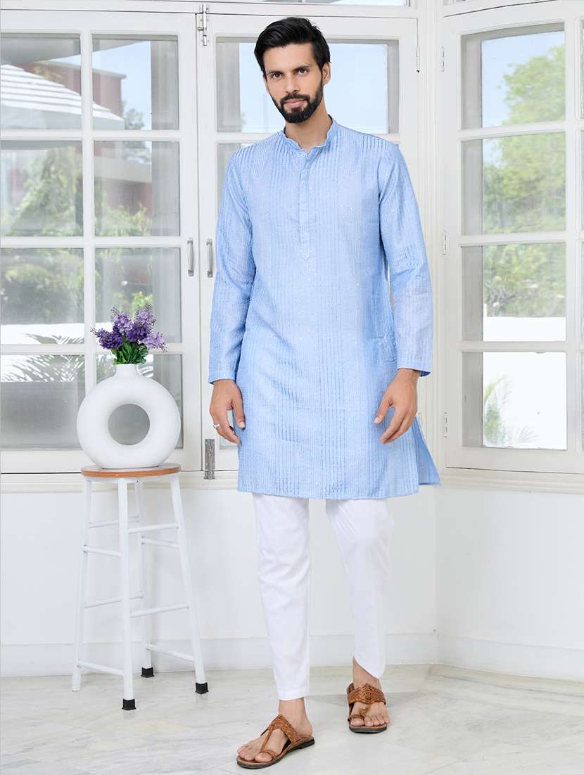 men mandarin neck long sleeve  kurta - 22392497 -  Standard Image - 2