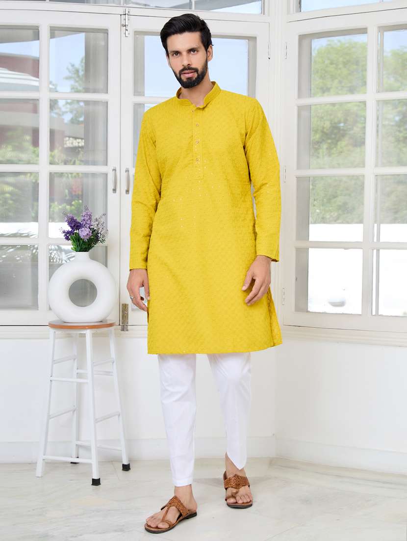 men mandarin neck long sleeve short kurta - 22392500 -  Standard Image - 2