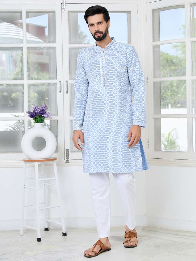 men mandarin neck long sleeve short kurta - 22392502 -  Standard Image - 2