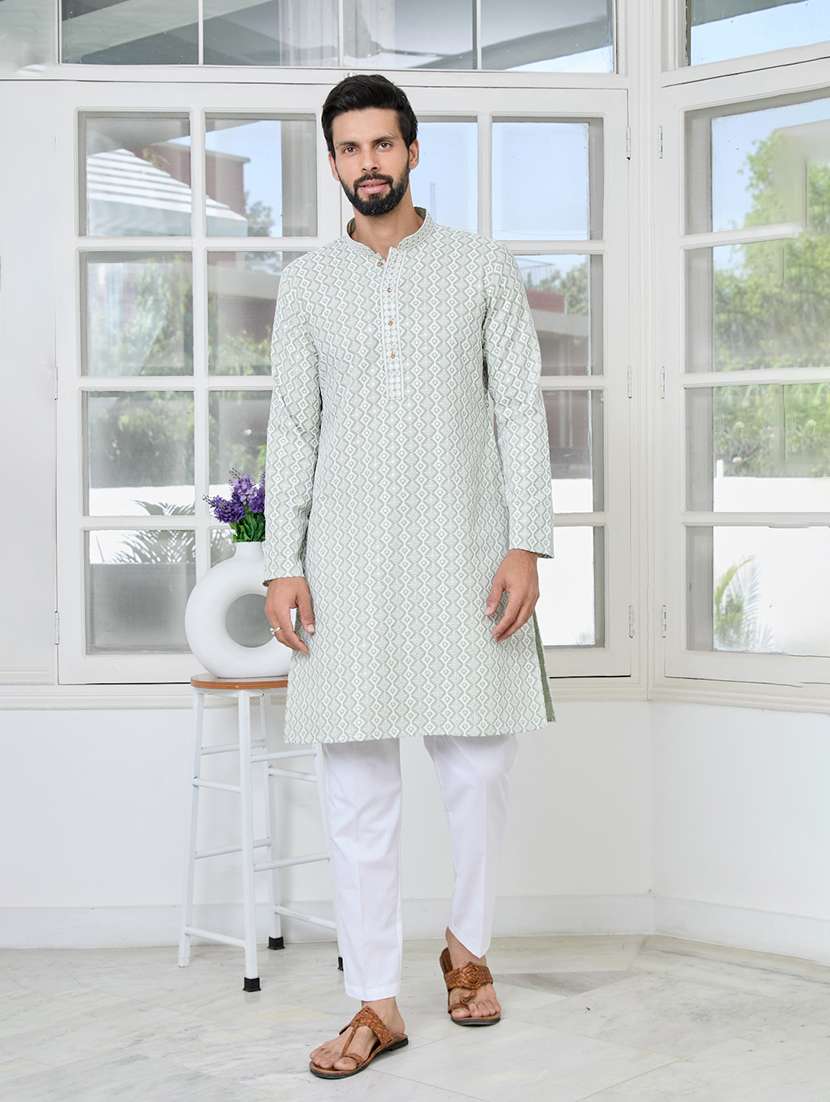 men mandarin neck long sleeve short kurta - 22392504 -  Standard Image - 2