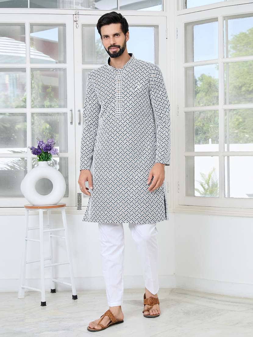 men mandarin neck long sleeve short kurta - 22392507 -  Standard Image - 2