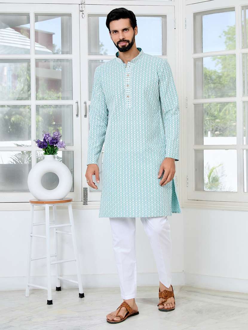 men mandarin neck long sleeve short kurta - 22392510 -  Standard Image - 2