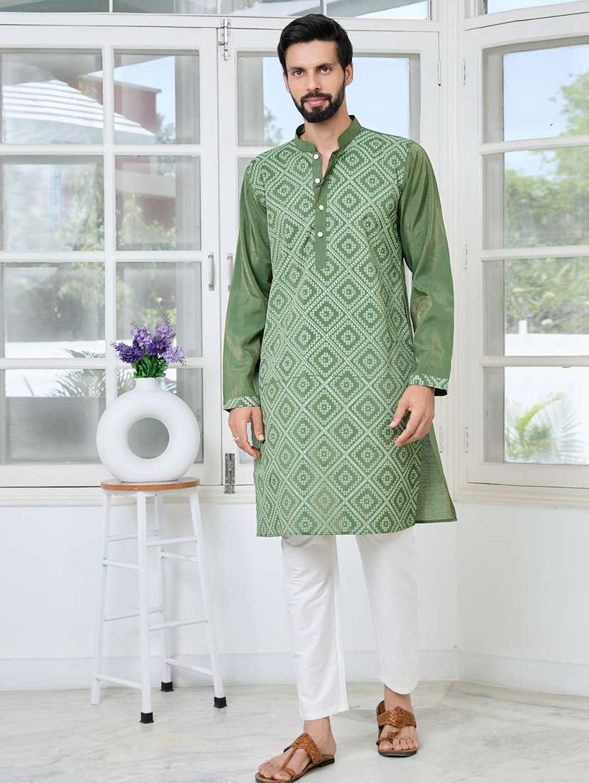 men mandarin neck long sleeve kurta - 22392513 -  Standard Image - 2