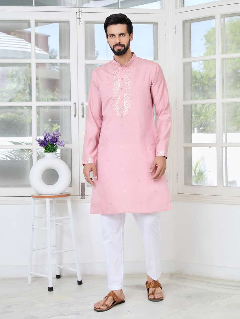 men mandarin neck long sleeve kurta - 22392517 -  Standard Image - 2