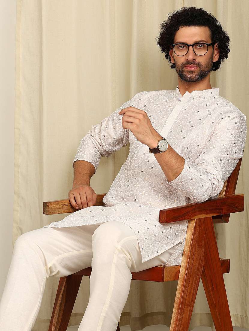 men mandarin neck long sleeve kurta - 22392584 -  Standard Image - 2