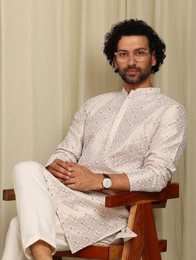 men mandarin neck long sleeve kurta - 22392586 -  Standard Image - 2