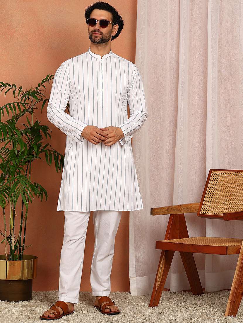 men mandarin neck long sleeve kurta