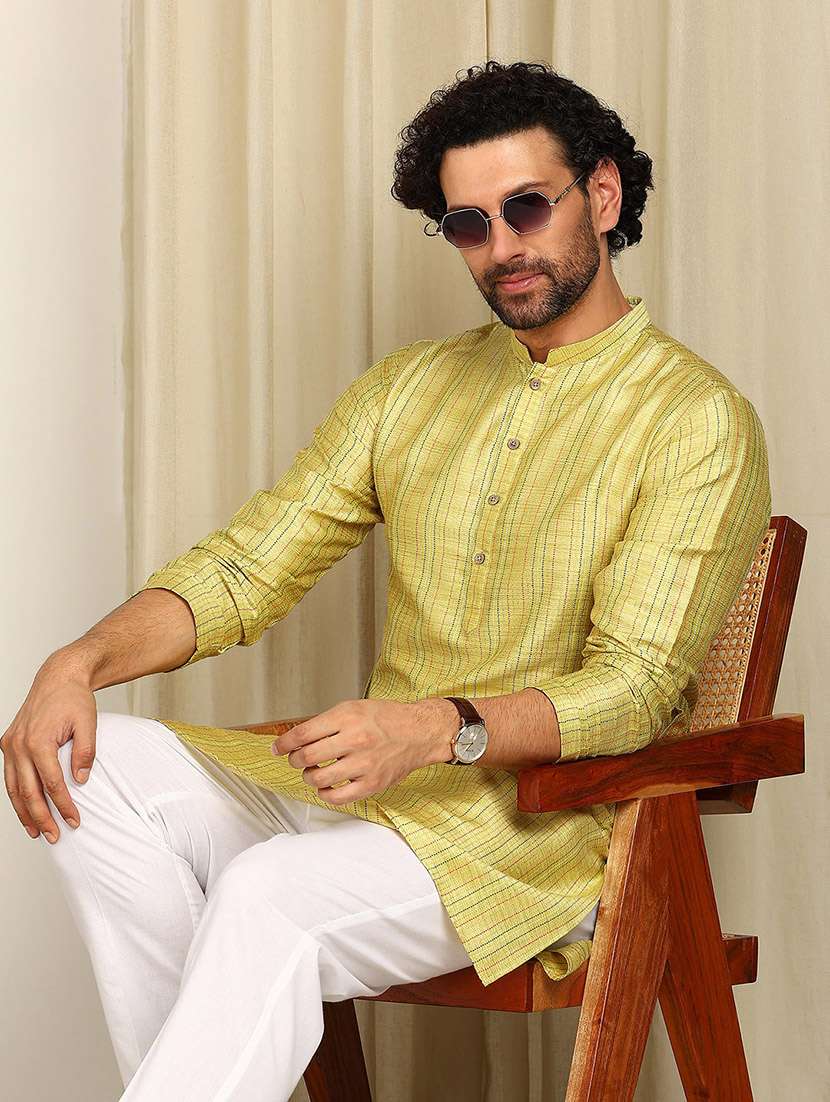 Men Mandarin Neck Long Sleeve Kurta - 22392598 -  Standard Image - 2
