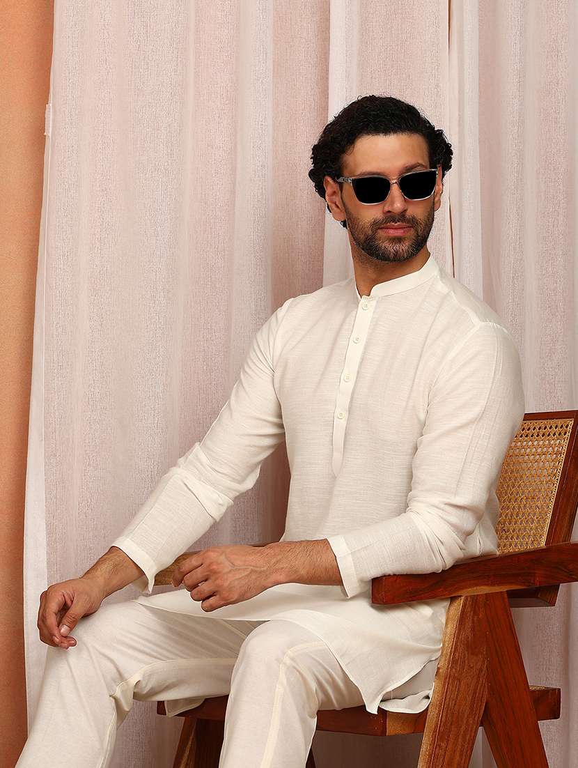 men mandarin neck long sleeve kurta - 22392610 -  Standard Image - 2