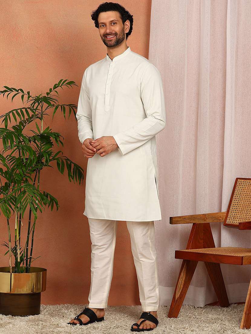men mandarin neck long sleeve kurta