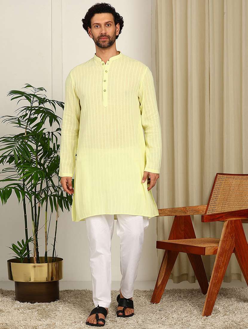 Men Mandarin Neck Long Sleeve Kurta - 22392618 -  Standard Image - 2